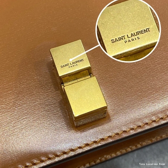 Tony Luxuries IN LEATHER YSL LOULOU CARRE SMOOTH SATCHEL 0726